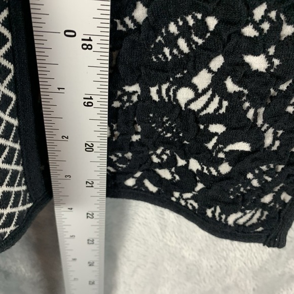 Anthropologie Moth Womens Cardigan Sweater Jacket Jacquard Moto Zip Black Lace S - Picture 8 of 9